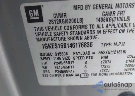 2004 GMC Envoy Xl Slt from USA, damaged, VIN 1GKES16S146176836